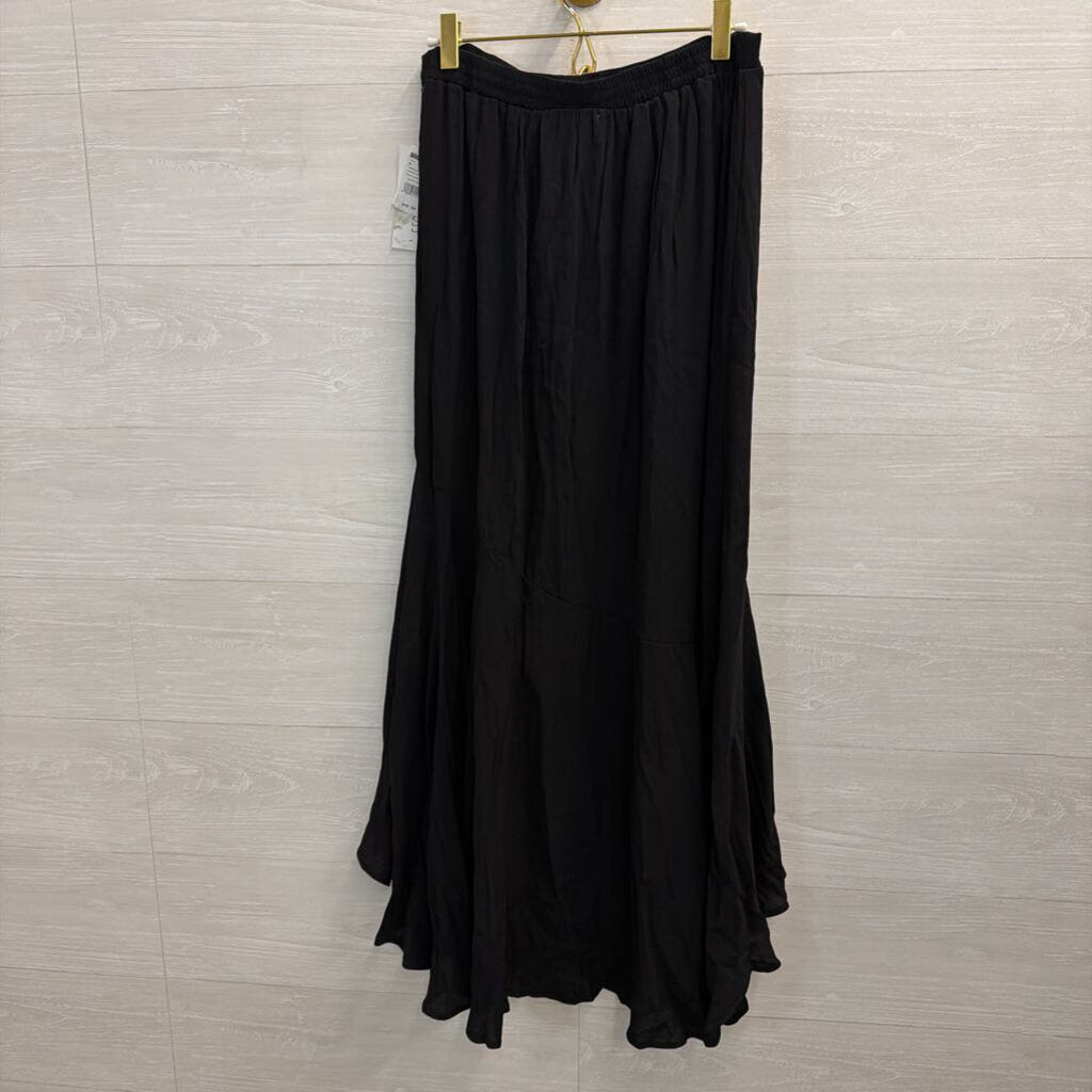 Wild Moss Black Ruffle Hem High Low Skirt Medium