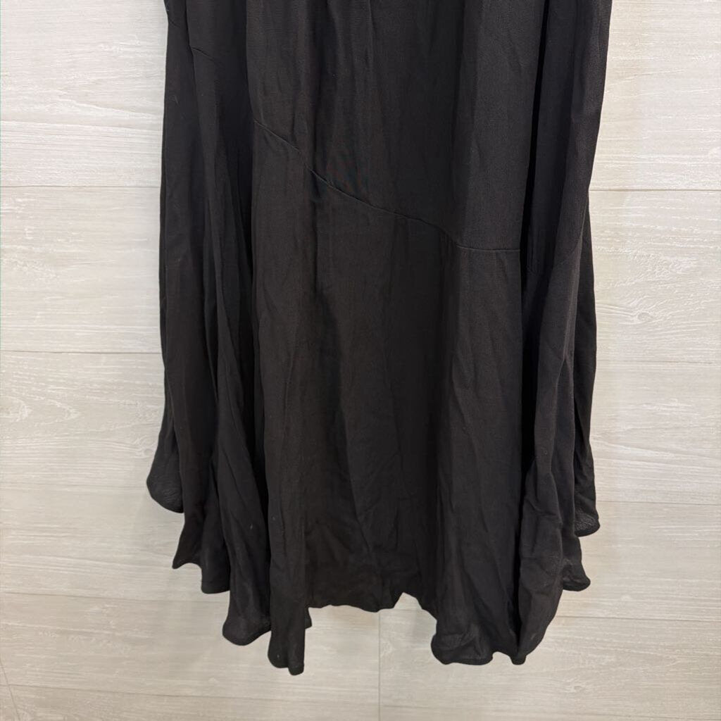 Wild Moss Black Ruffle Hem High Low Skirt Medium