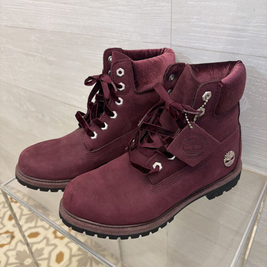 Timberland Burgundy 6 Inch Premium Waterproof Boots 8.5