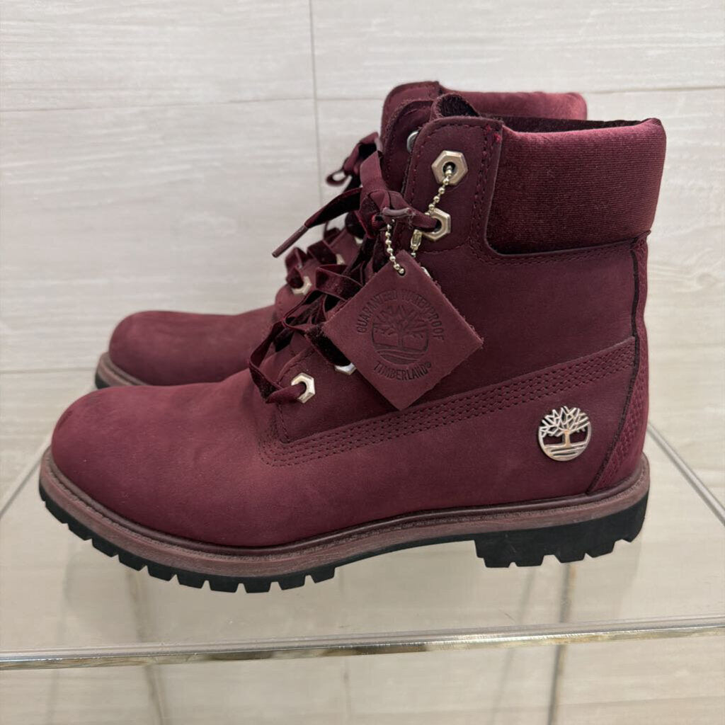 Timberland Burgundy 6 Inch Premium Waterproof Boots 8.5