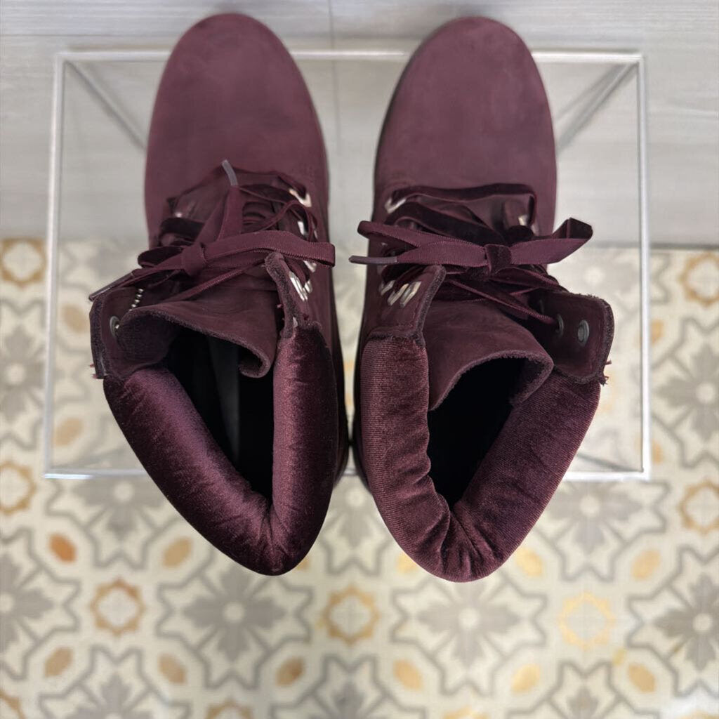 Timberland Burgundy 6 Inch Premium Waterproof Boots 8.5