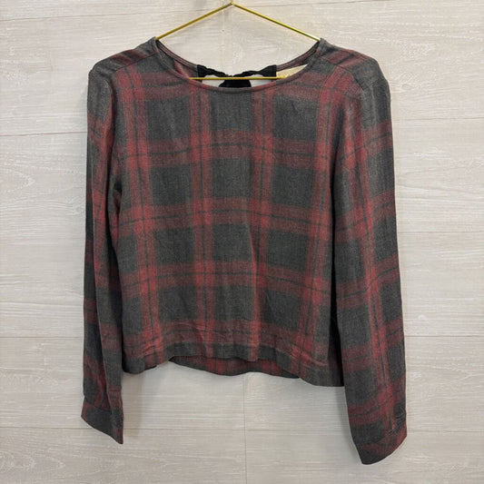 Pink/Grey Plaid Long Sleeve Top Extra Small