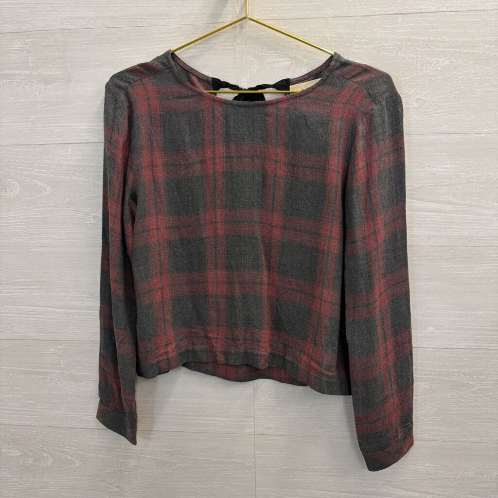 Pink/Grey Plaid Long Sleeve Top Extra Small