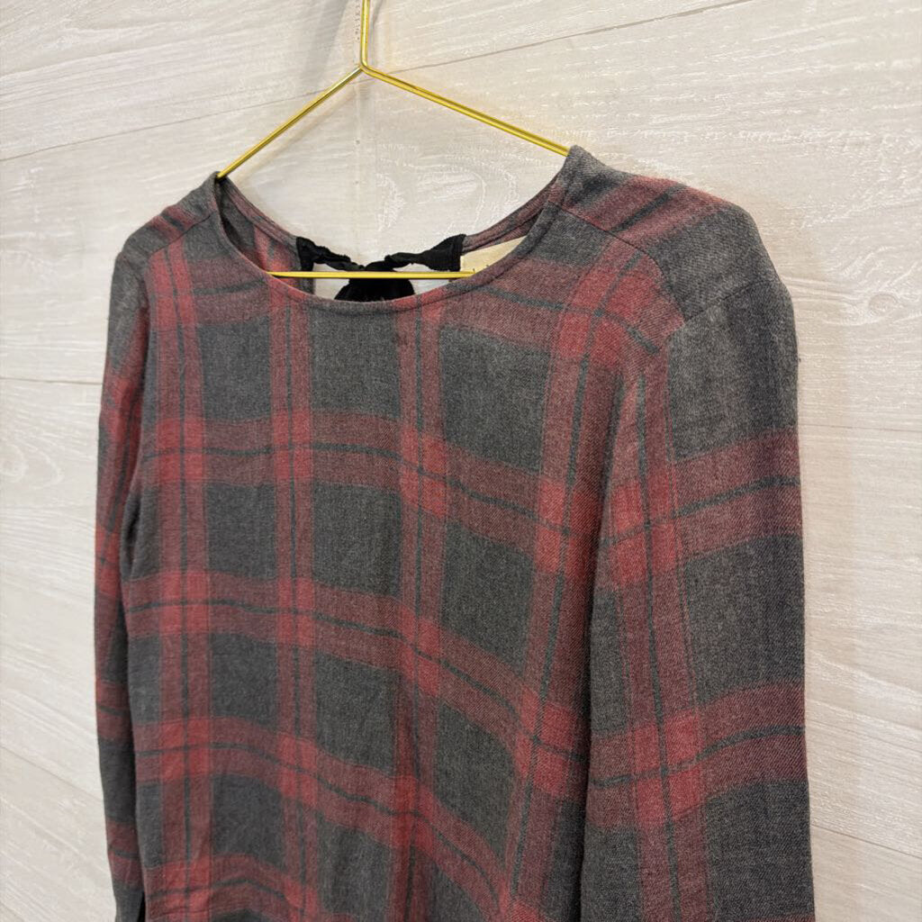 Pink/Grey Plaid Long Sleeve Top Extra Small