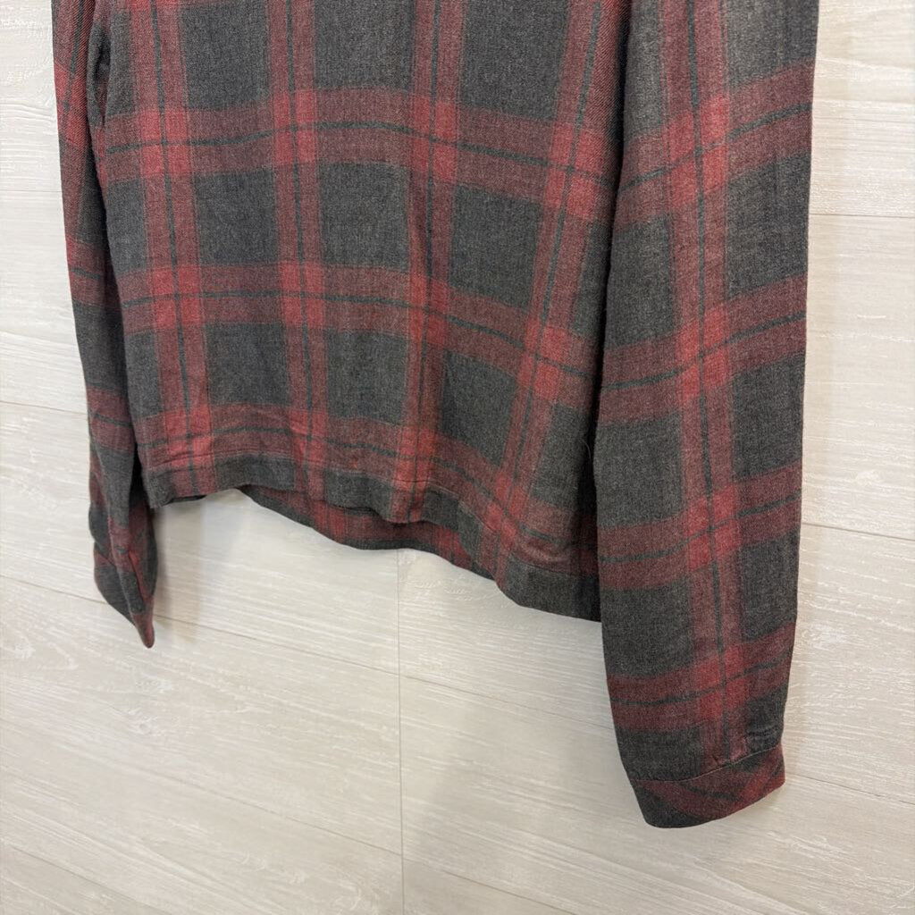 Pink/Grey Plaid Long Sleeve Top Extra Small