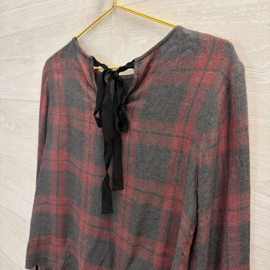 Pink/Grey Plaid Long Sleeve Top Extra Small