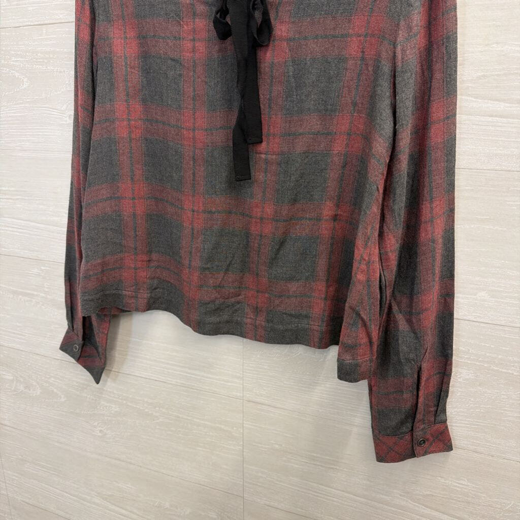 Pink/Grey Plaid Long Sleeve Top Extra Small