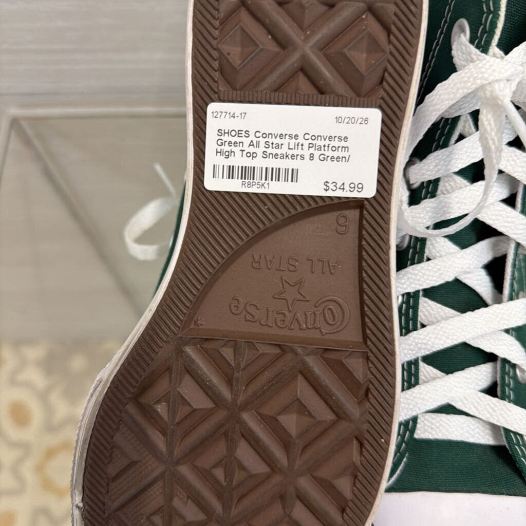 Converse Green All Star Lift Platform High Top Sneakers 8