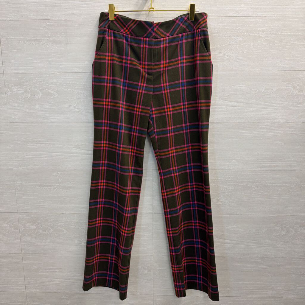 Trina Turk Green/Pink Plaid Pants Small