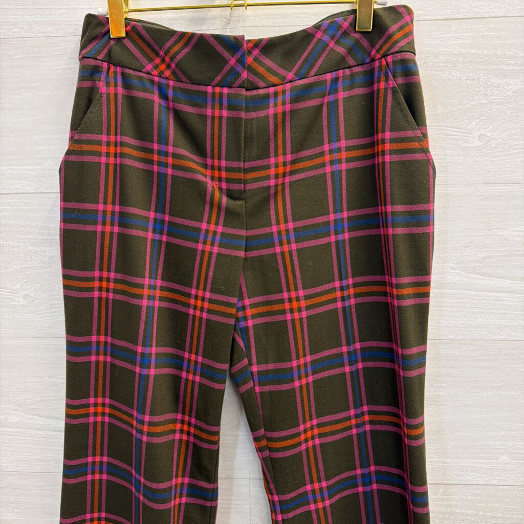 Trina Turk Green/Pink Plaid Pants Small
