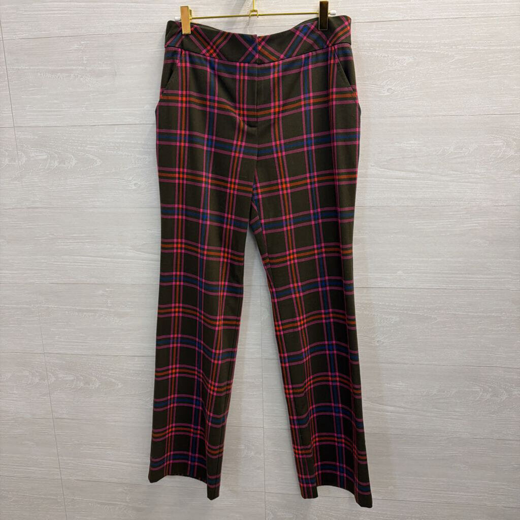Trina Turk Green/Pink Plaid Pants Small