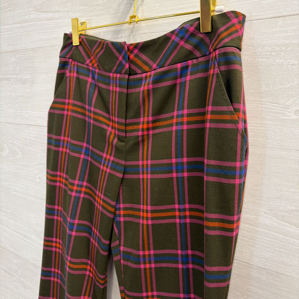 Trina Turk Green/Pink Plaid Pants Small