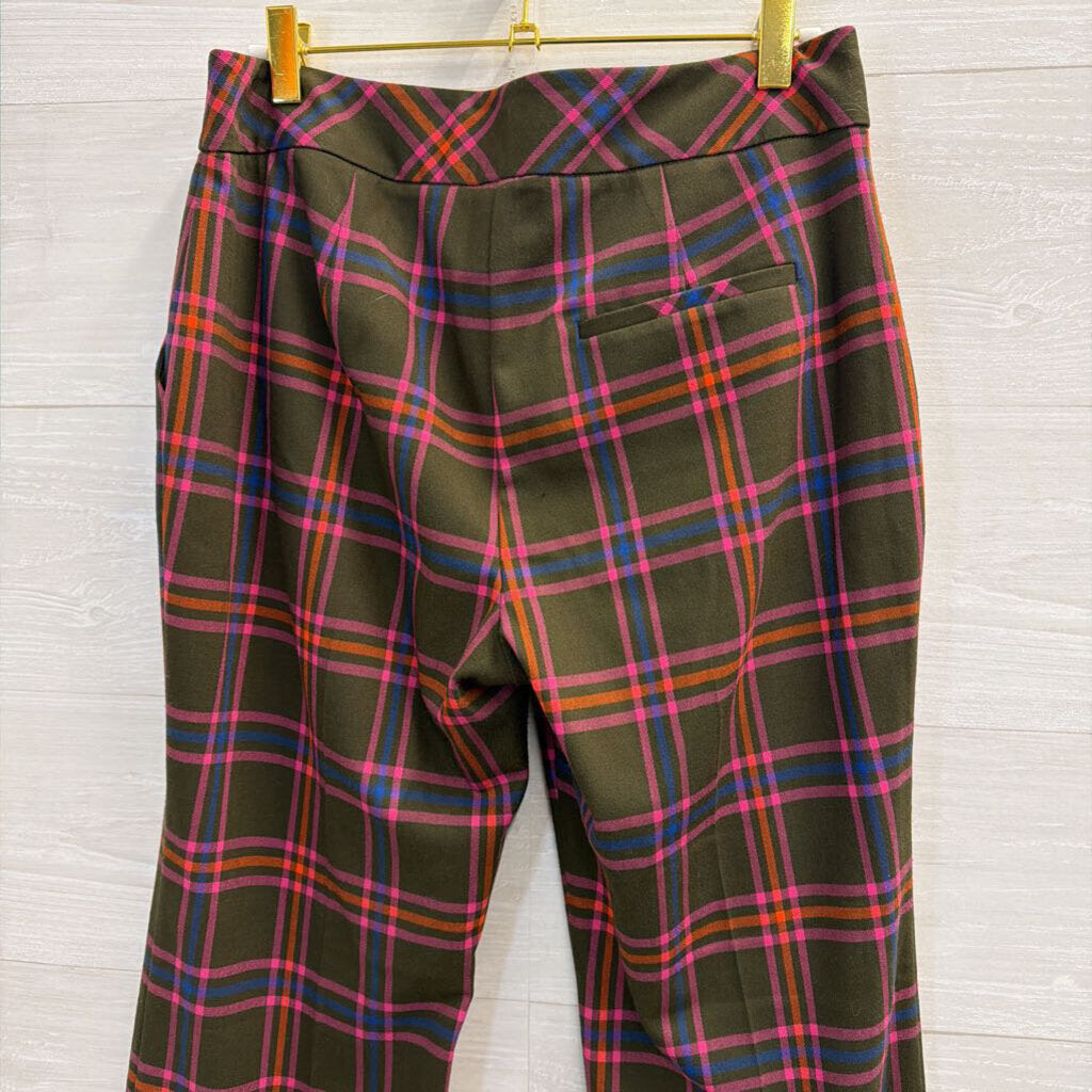 Trina Turk Green/Pink Plaid Pants Small