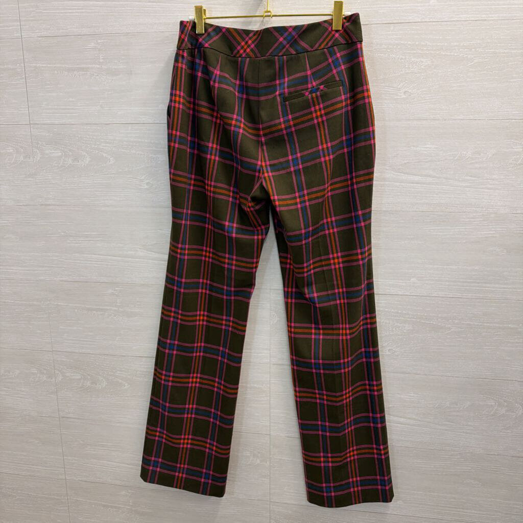 Trina Turk Green/Pink Plaid Pants Small