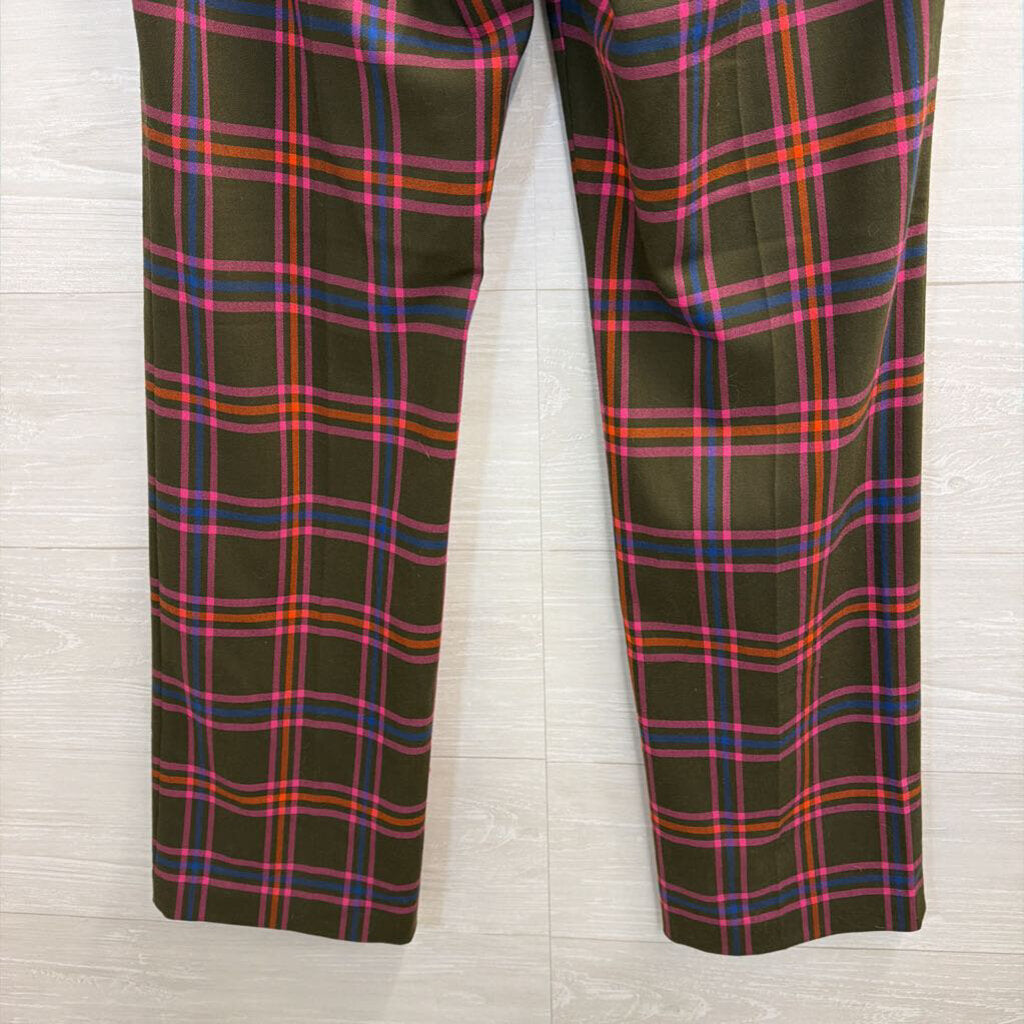 Trina Turk Green/Pink Plaid Pants Small