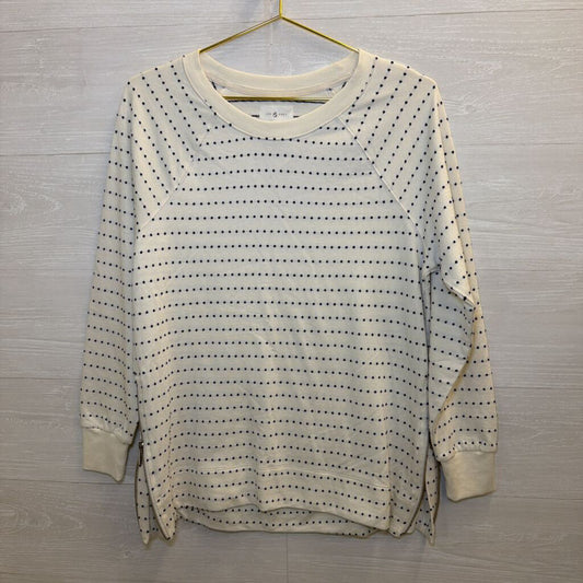 Cream/Navy Long Sleeve Pull Over Zipper Top Extra Small