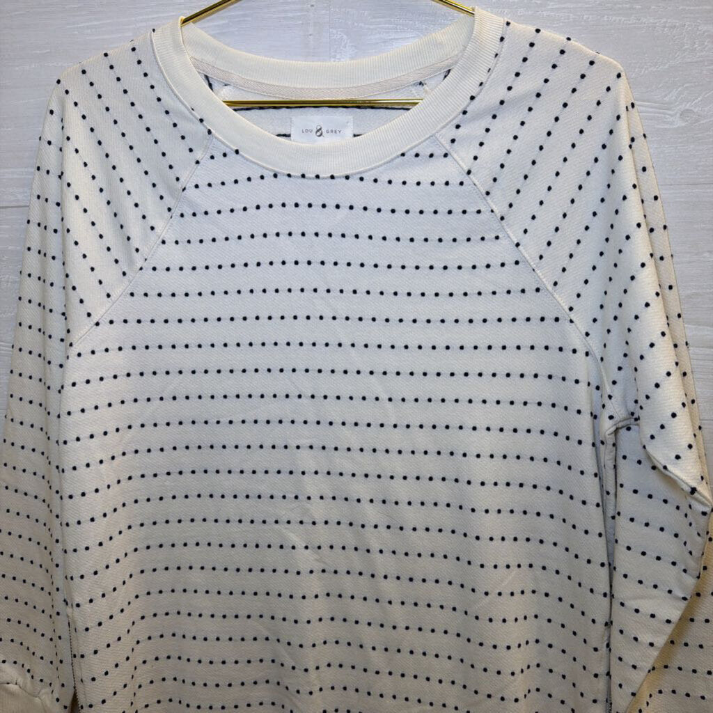 Cream/Navy Long Sleeve Pull Over Zipper Top Extra Small