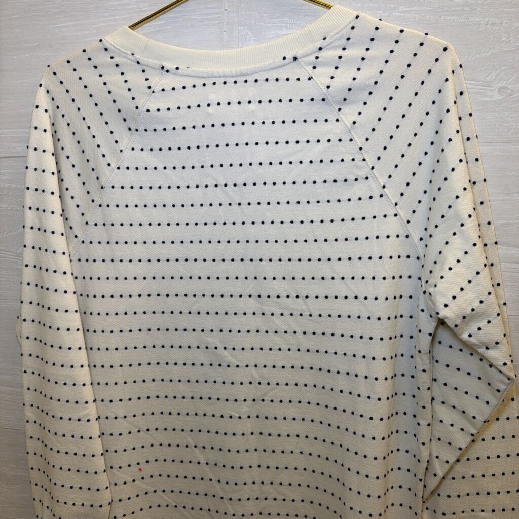 Cream/Navy Long Sleeve Pull Over Zipper Top Extra Small