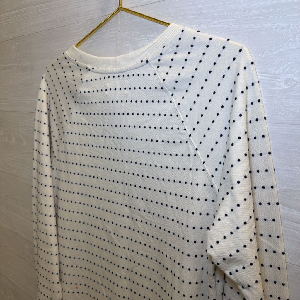 Cream/Navy Long Sleeve Pull Over Zipper Top Extra Small