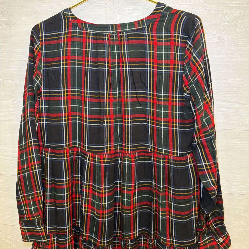 Black/Red Plaid Long Sleeve Dress Small