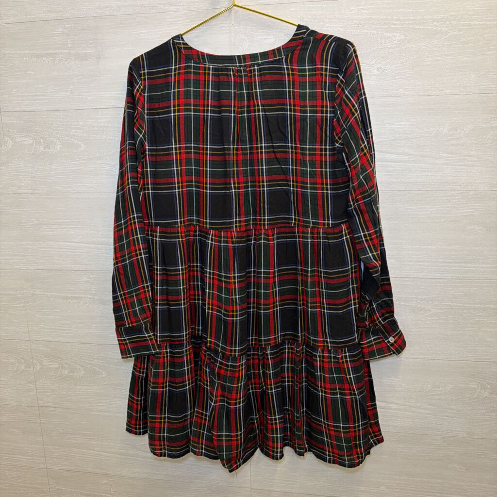 Black/Red Plaid Long Sleeve Dress Small