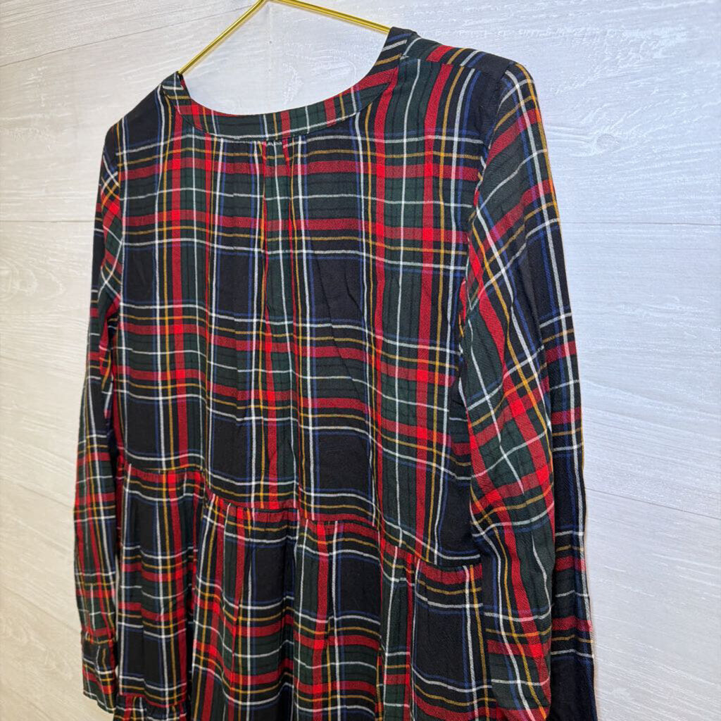 Black/Red Plaid Long Sleeve Dress Small
