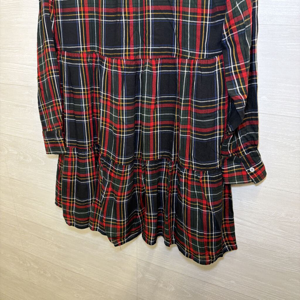 Black/Red Plaid Long Sleeve Dress Small