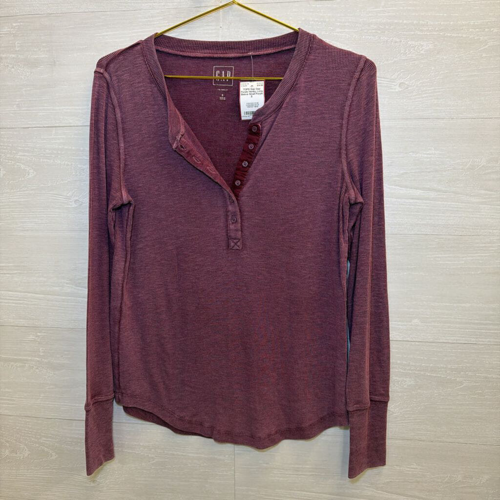 Gap Purple Henley Long Sleeve Small
