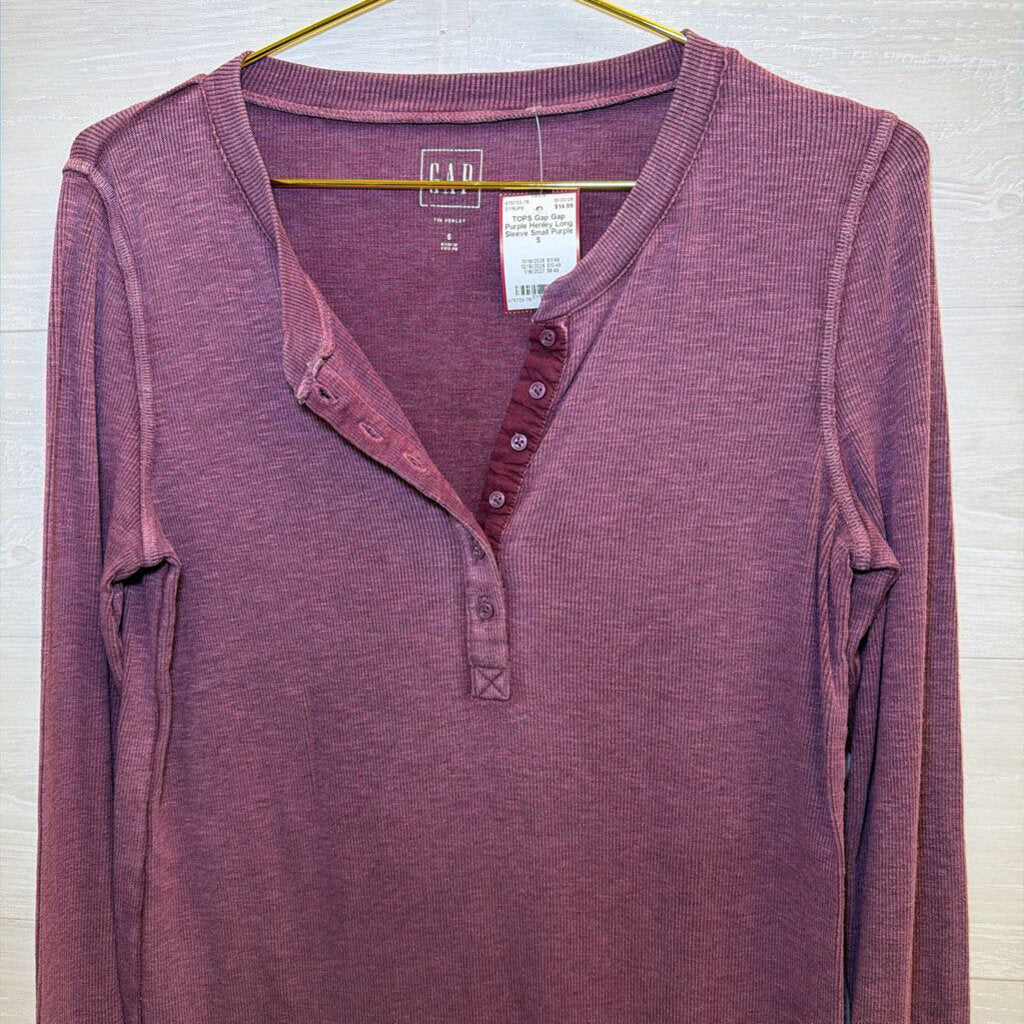 Gap Purple Henley Long Sleeve Small