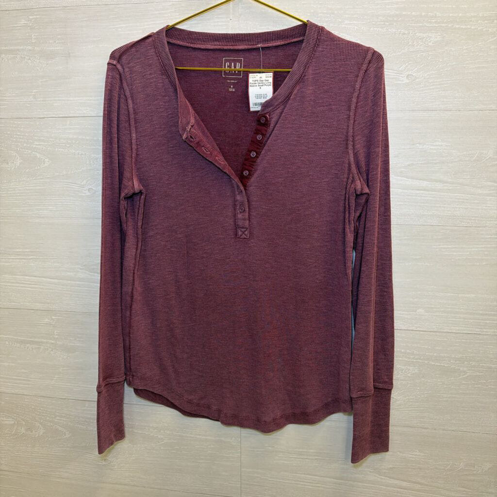 Gap Purple Henley Long Sleeve Small