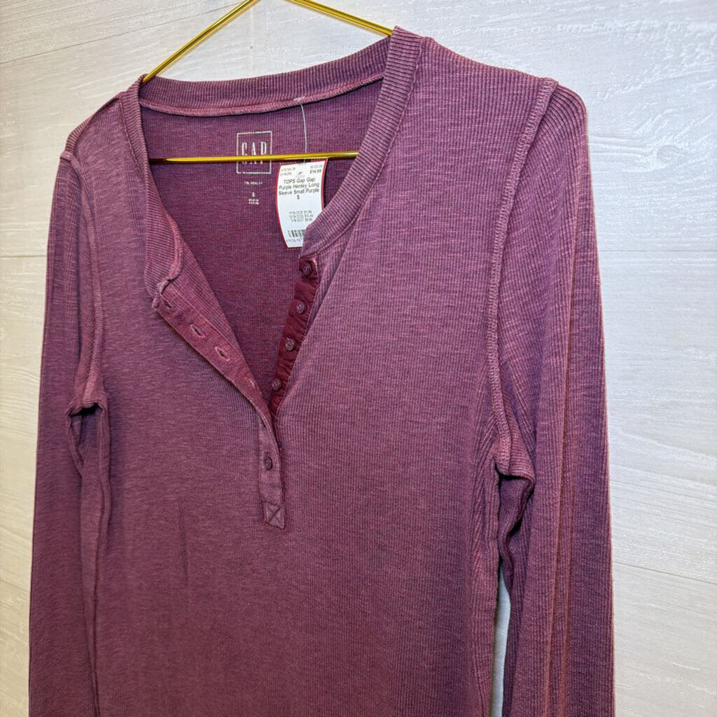 Gap Purple Henley Long Sleeve Small