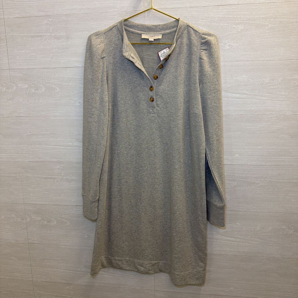 Grey Long Sleeve Puff Sleeve Dress Small