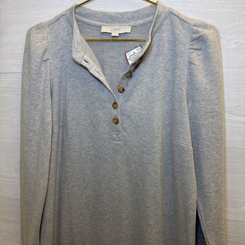 Grey Long Sleeve Puff Sleeve Dress Small