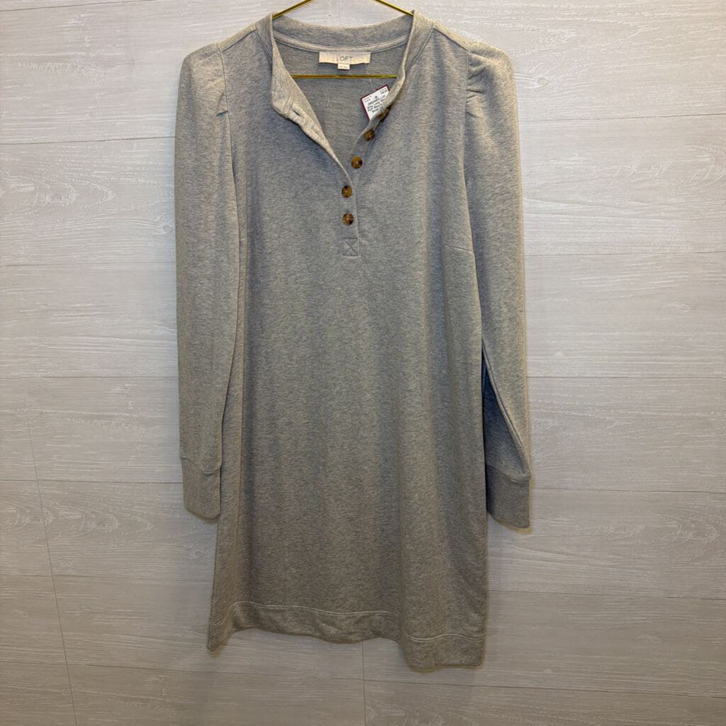 Grey Long Sleeve Puff Sleeve Dress Small