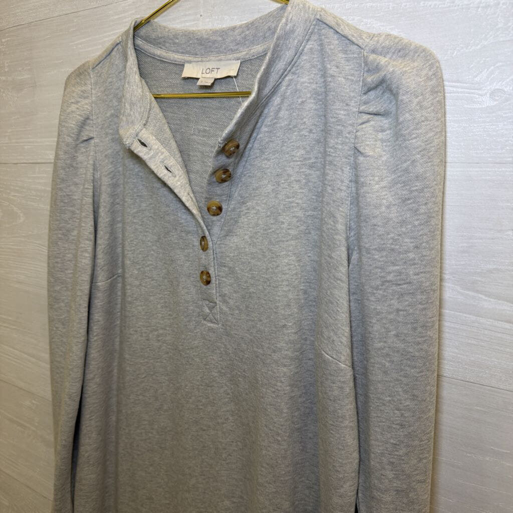 Grey Long Sleeve Puff Sleeve Dress Small