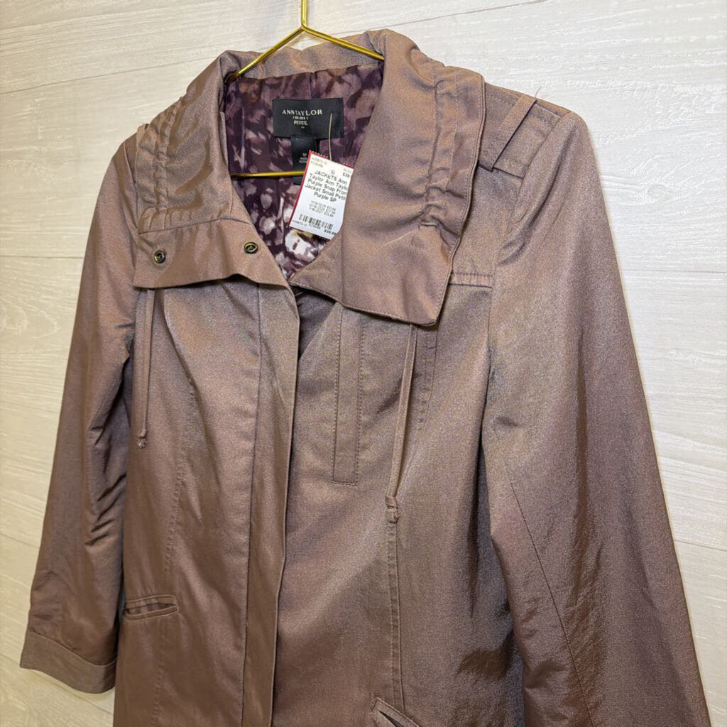 Ann Taylor Purple Snap Front Jacket Small Petite