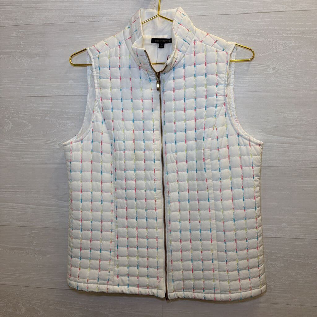 For Cynthia White/ Multi Quilted Zip Up Vest Medium