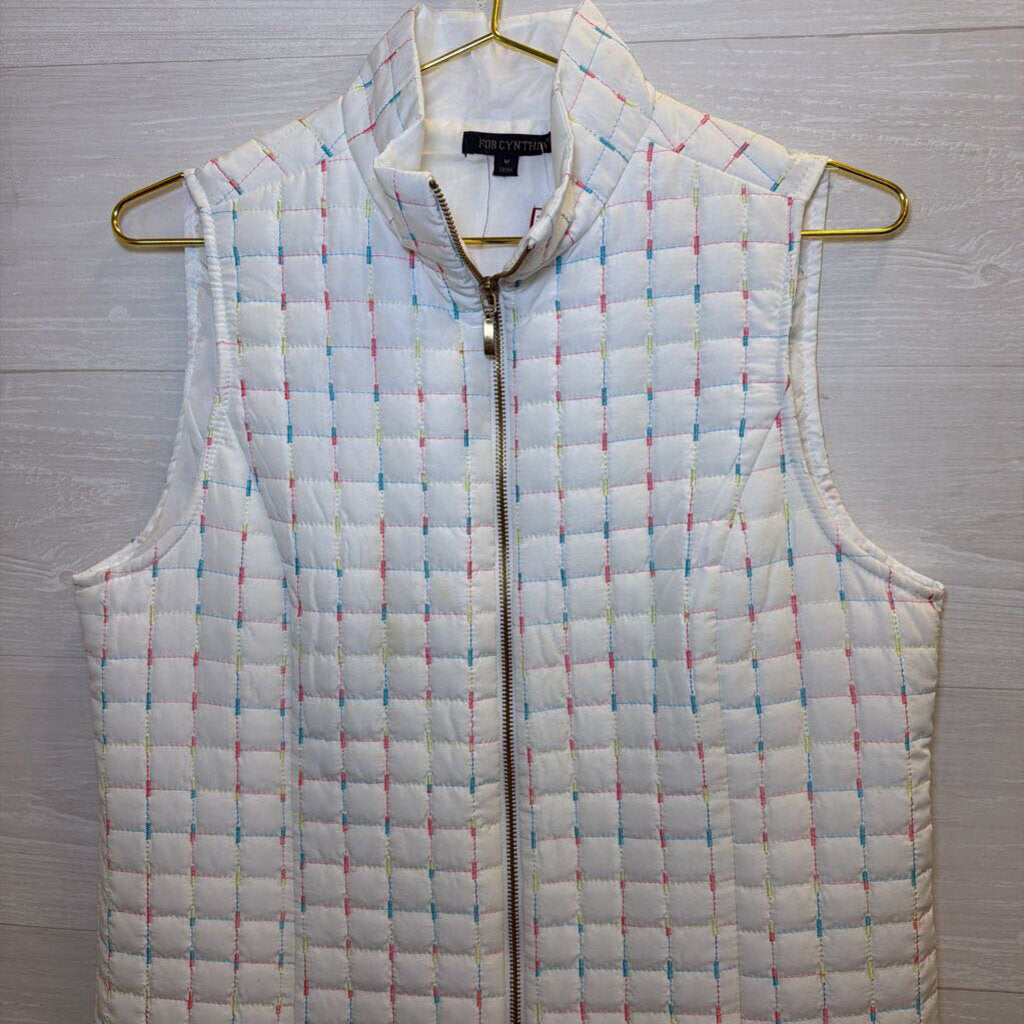For Cynthia White/ Multi Quilted Zip Up Vest Medium