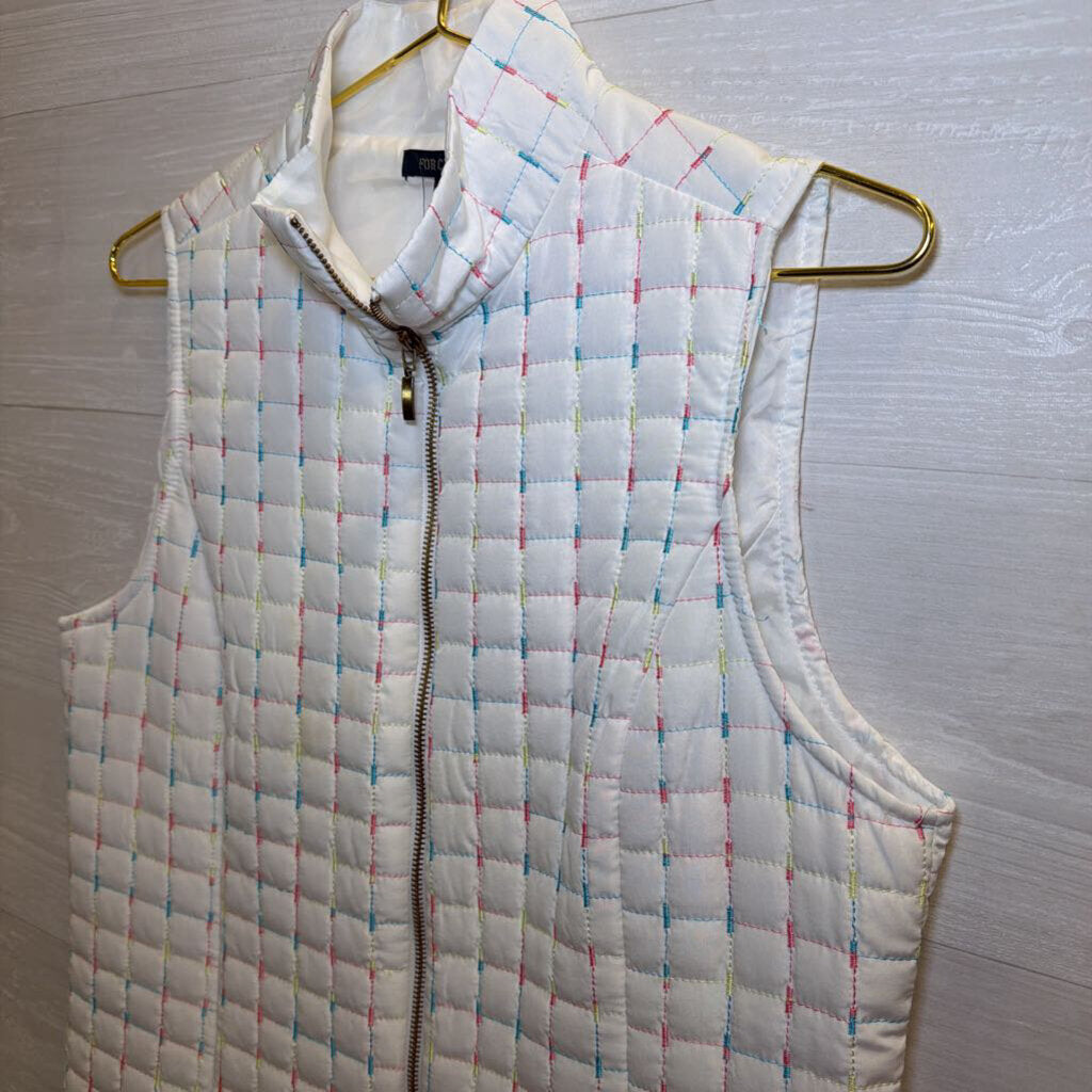 For Cynthia White/ Multi Quilted Zip Up Vest Medium