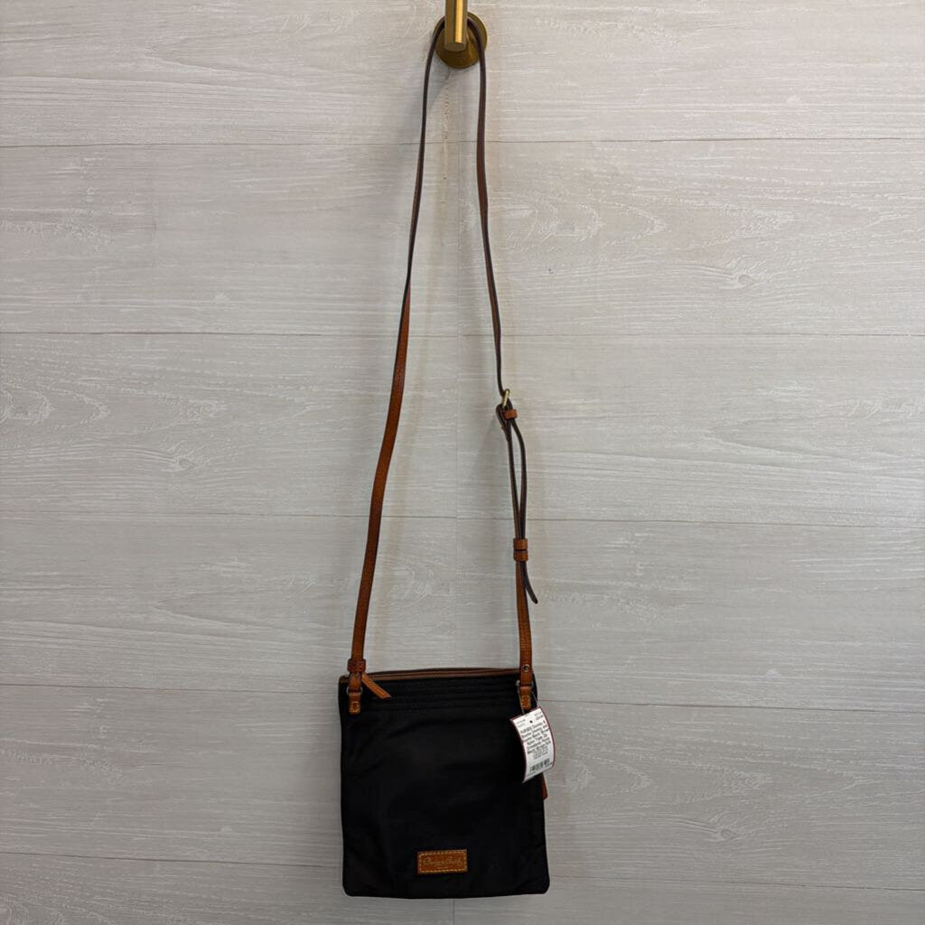 Dooney and Bourke Black/ Brown Nylon Triple Zip Crossbody Purse