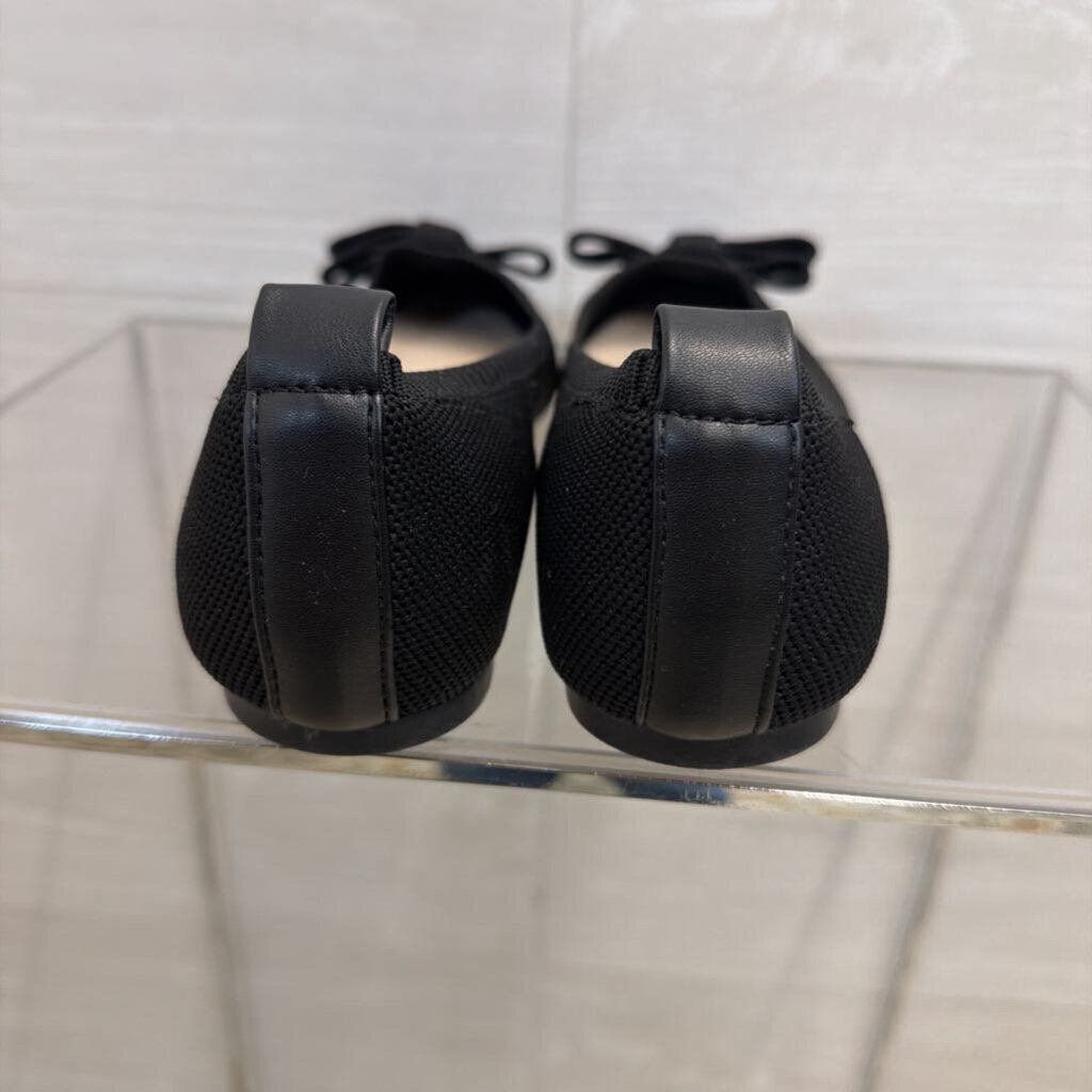 Tahari Black Knit Bow Pointed Toe Flats 7.5