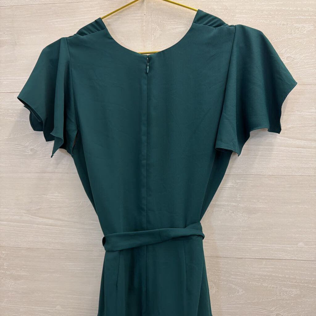 Amanda Uprichard Green Short Sleeve Tie Waist Dress Small