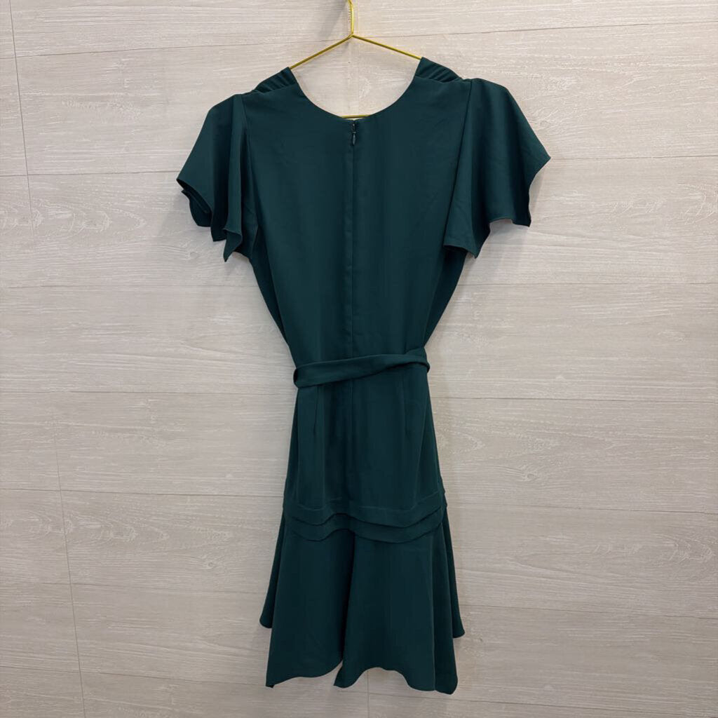 Amanda Uprichard Green Short Sleeve Tie Waist Dress Small
