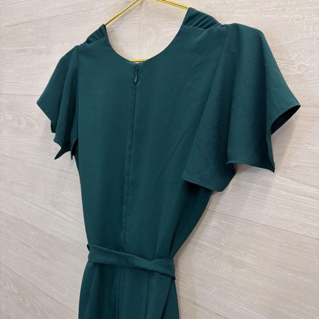 Amanda Uprichard Green Short Sleeve Tie Waist Dress Small