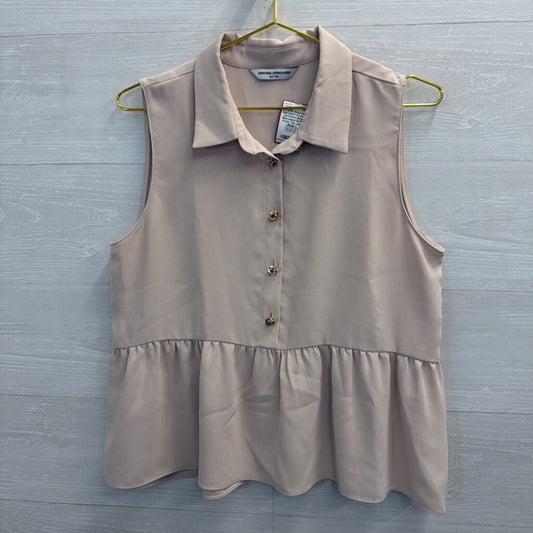 Amanda Uprichard Beige Sleeveless Button Front Top Large