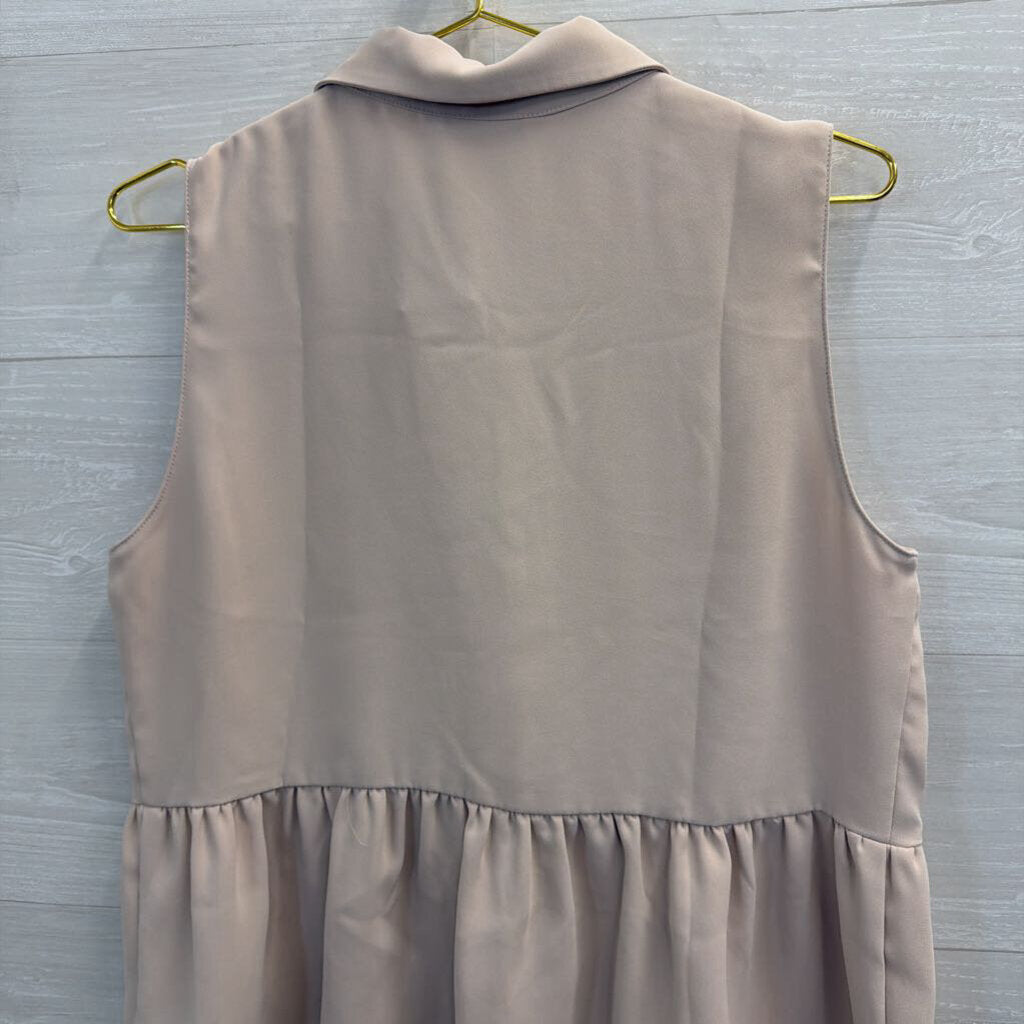 Amanda Uprichard Beige Sleeveless Button Front Top Large