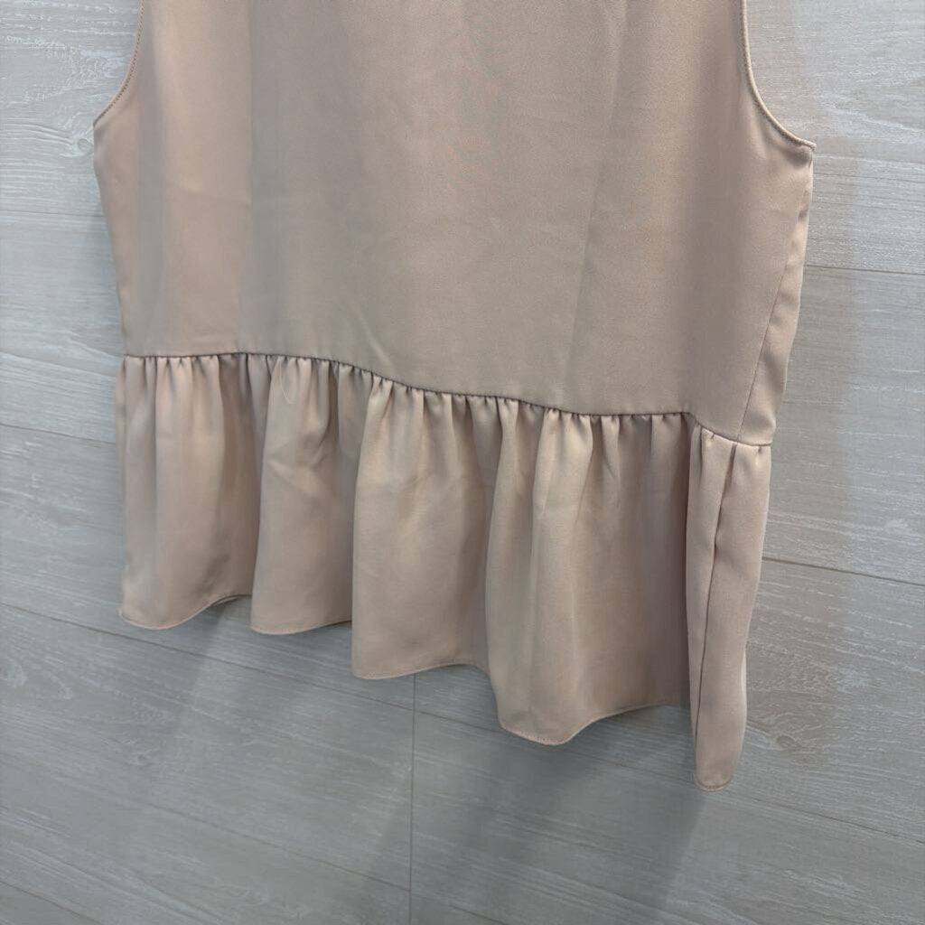 Amanda Uprichard Beige Sleeveless Button Front Top Large