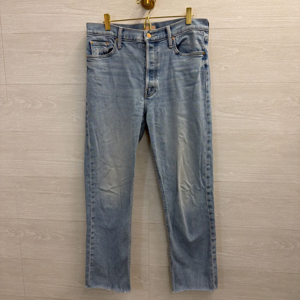 Mother Light Wash The Tom Cat Ankle Fray Jeans 31