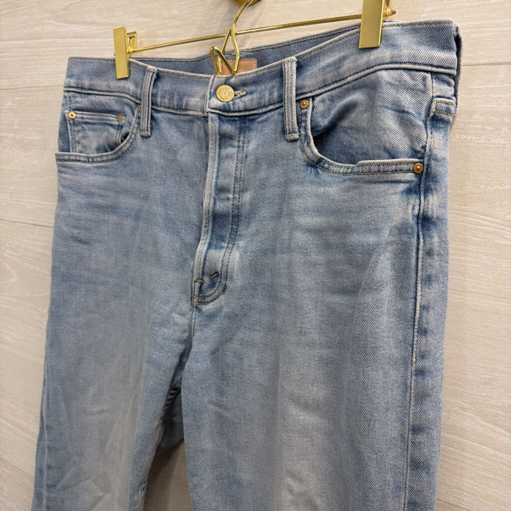 Mother Light Wash The Tom Cat Ankle Fray Jeans 31