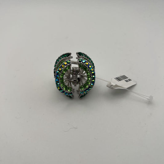 Green Rhinestone Circle Claw Clip